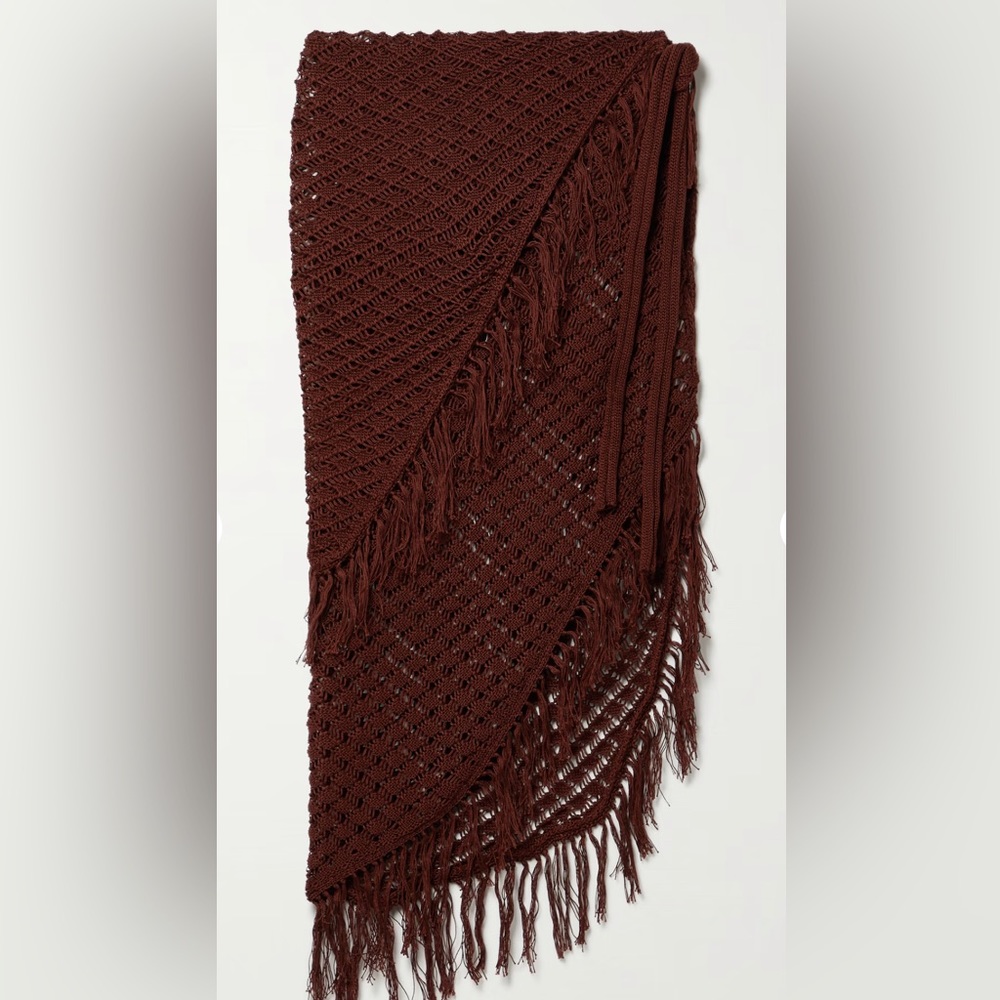 Crochet Fringe Swim Sarong — Brown - Picture 7 of 7